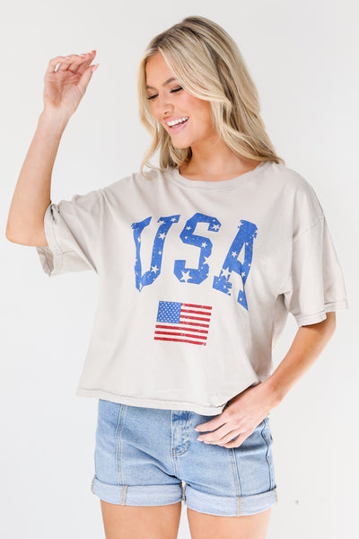 USA Cropped Graphic Tee front view