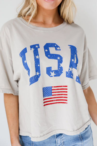 USA Cropped Graphic Tee close up