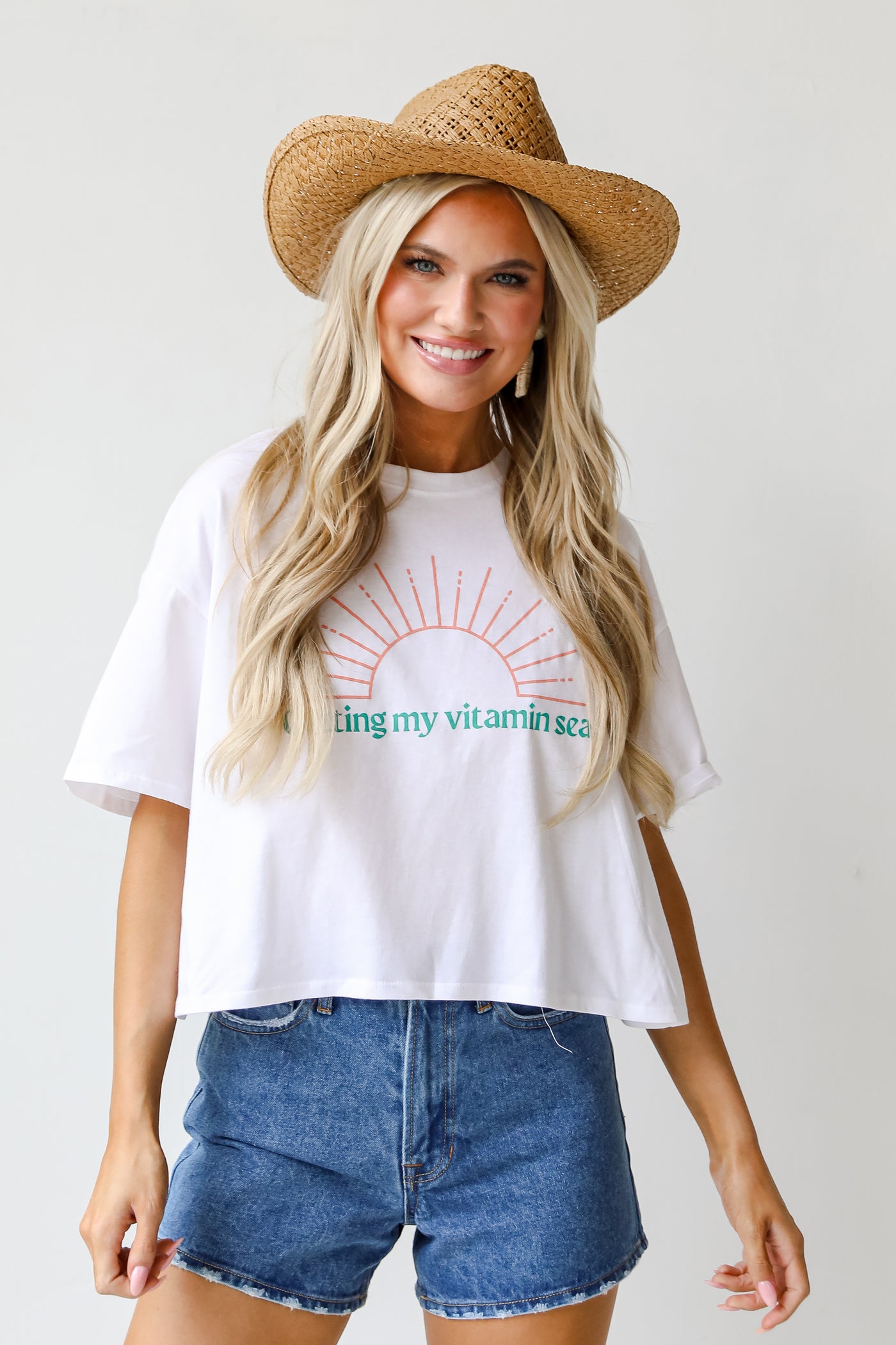 Getting My Vitamin Sea Cropped Graphic Tee on model