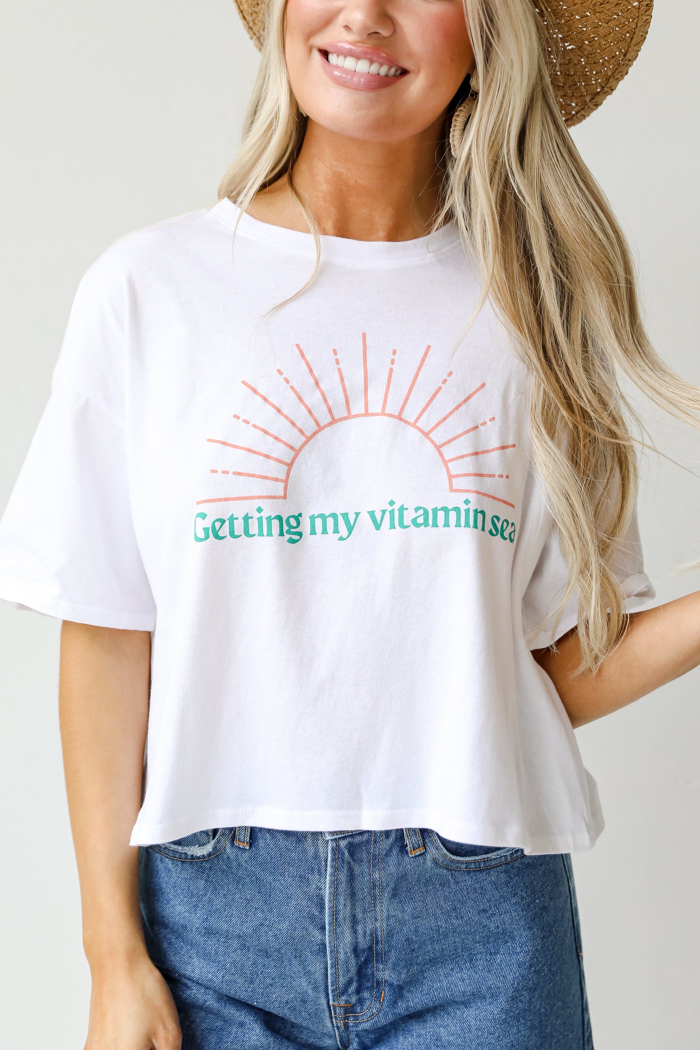 Getting My Vitamin Sea Cropped Graphic Tee close up