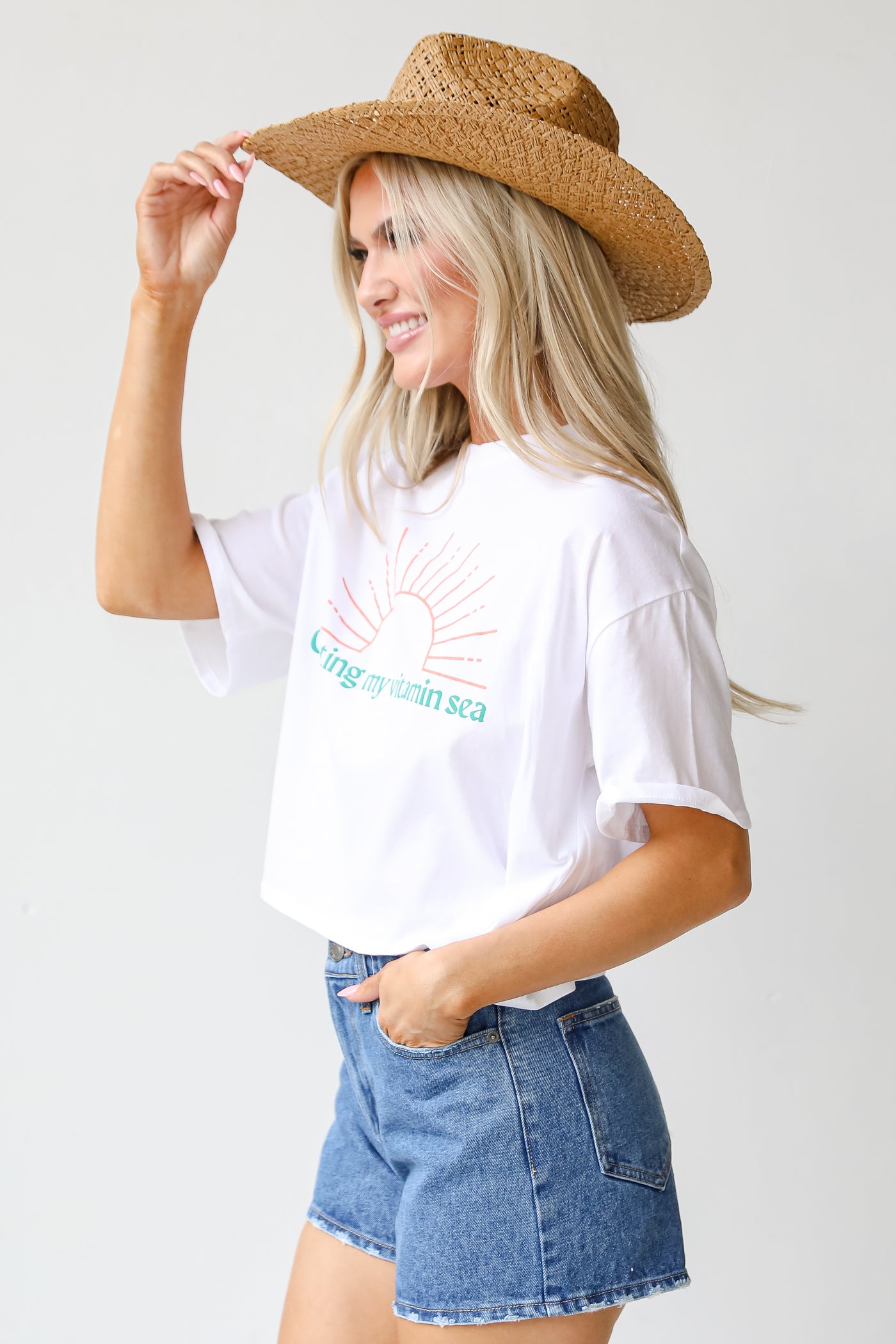 Getting My Vitamin Sea Cropped Graphic Tee side view