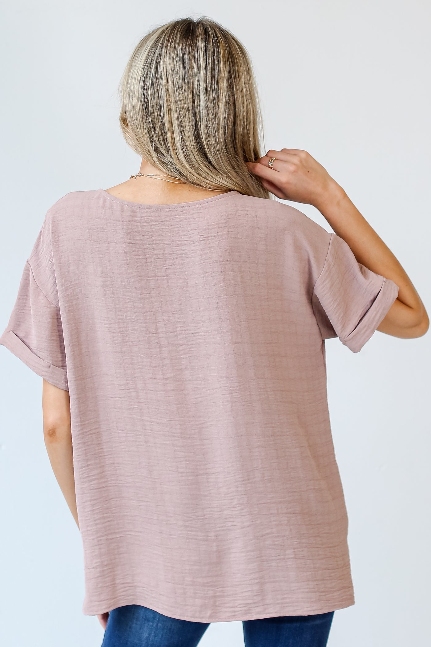 taupe Blouse back view
