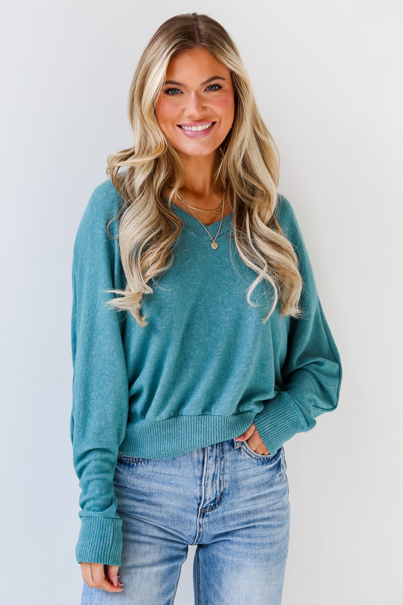 basic casual Brushed Knit Top