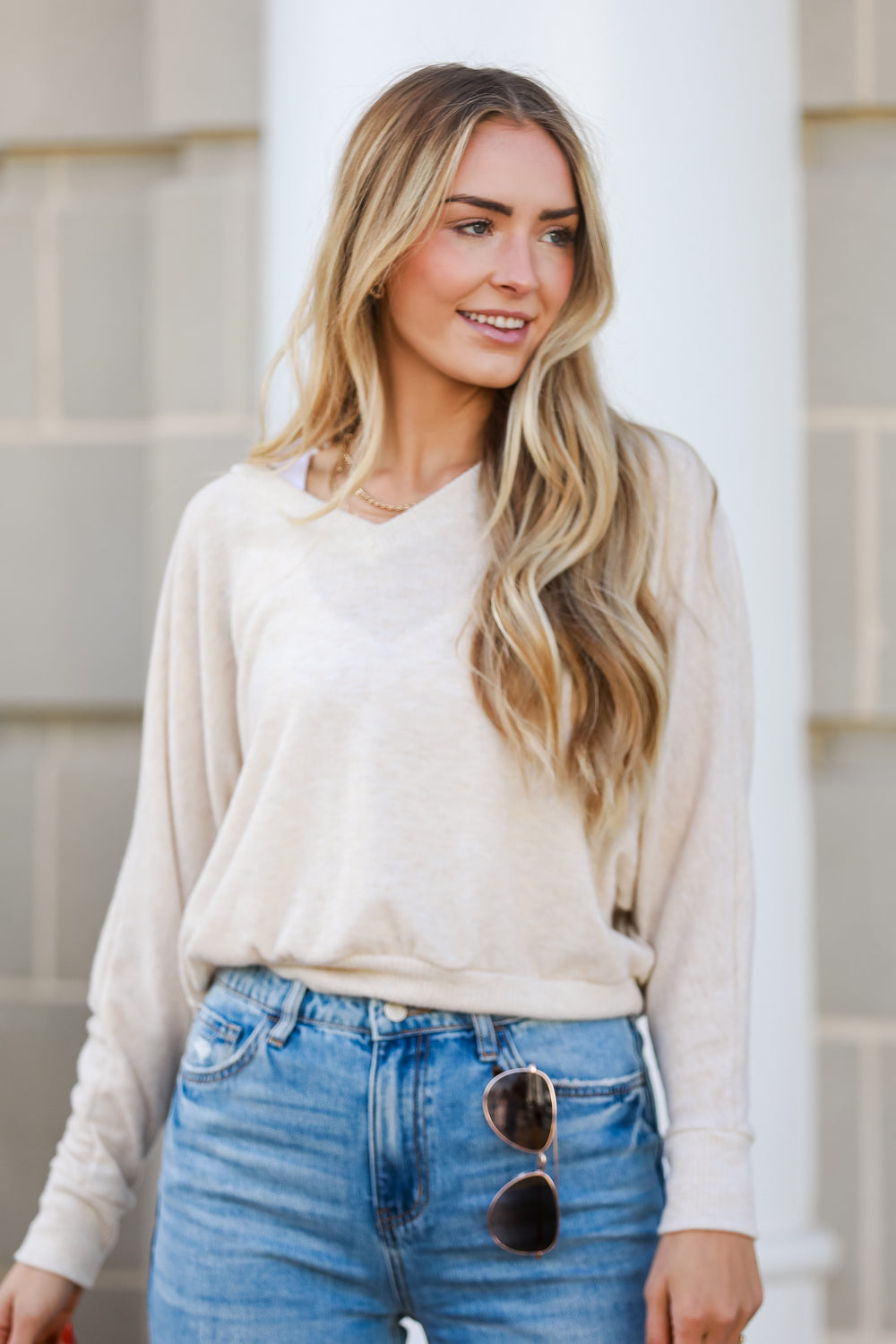 taupe Brushed Knit Top