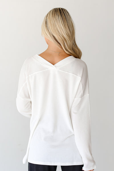 white Corded Top back view