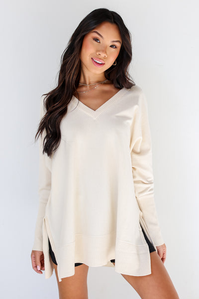 white Sweater front view