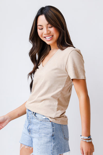 taupe Everyday Tee side view