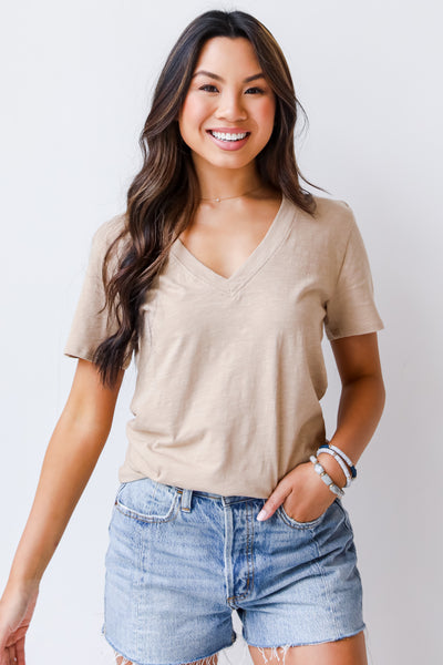 taupe Everyday Tee front view