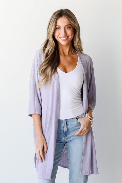 purple Waffle Knit Kimono