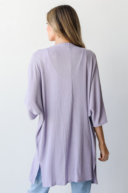 purple Waffle Knit Kimono back view