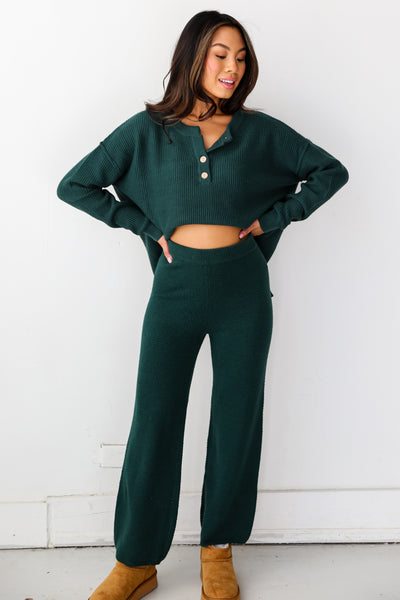 green Knit Pants front view