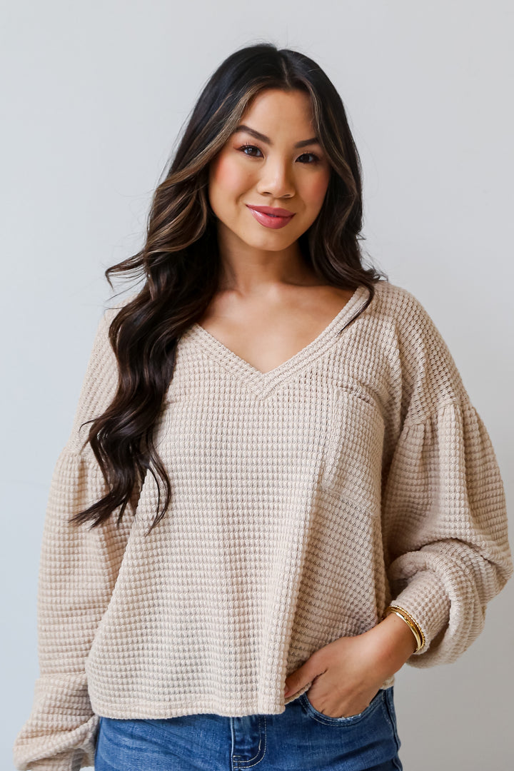 waffle knit tops