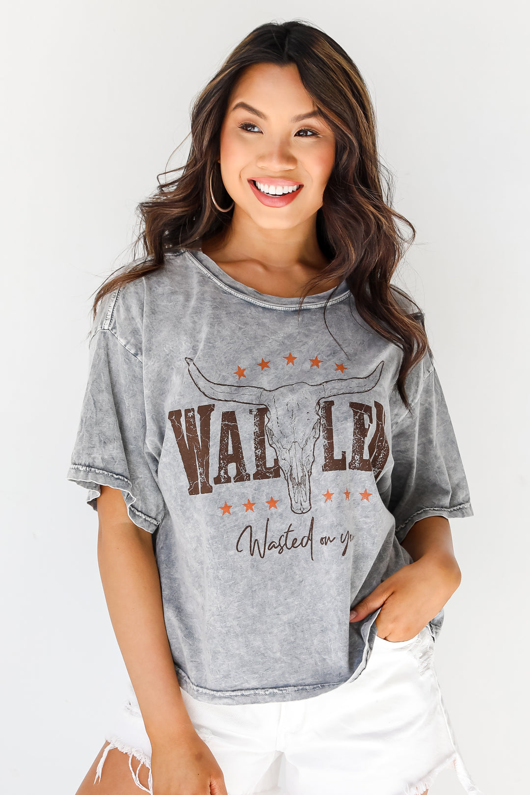grey Wallen Wasted On You Cropped Graphic Tee