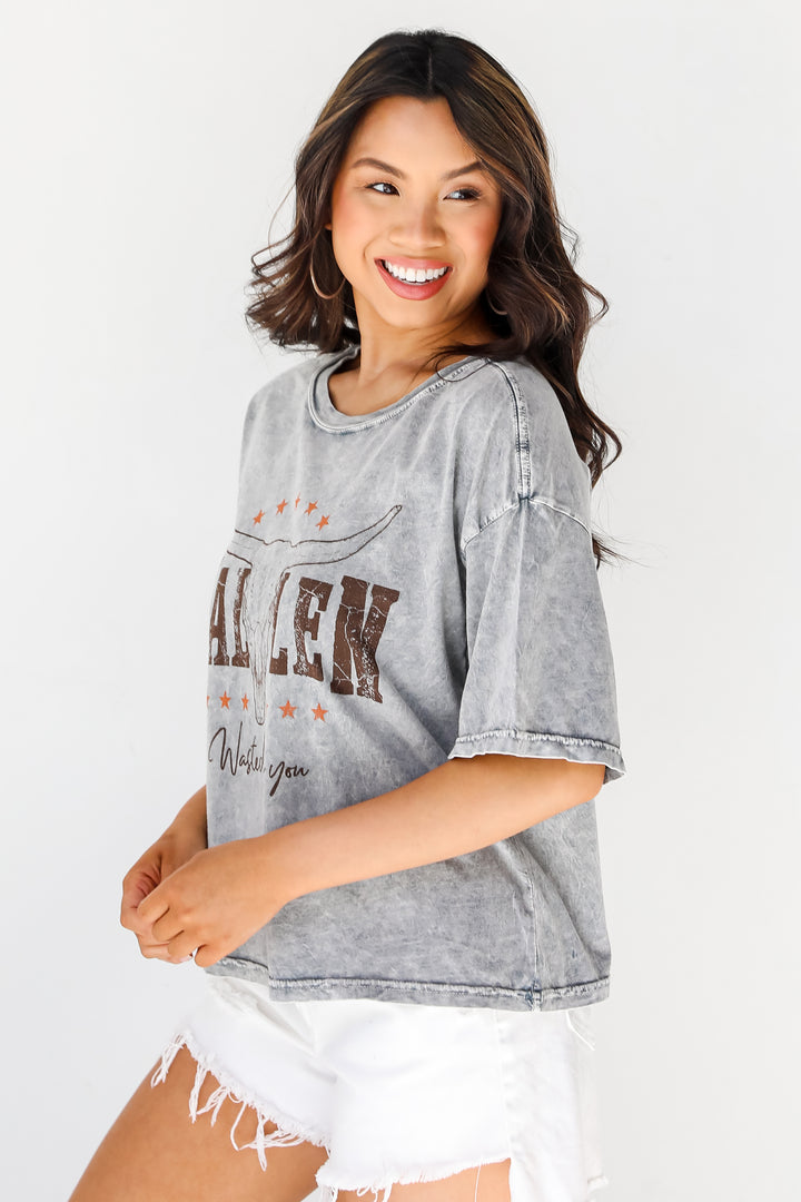 grey Wallen Wasted On You Cropped Graphic Tee side view