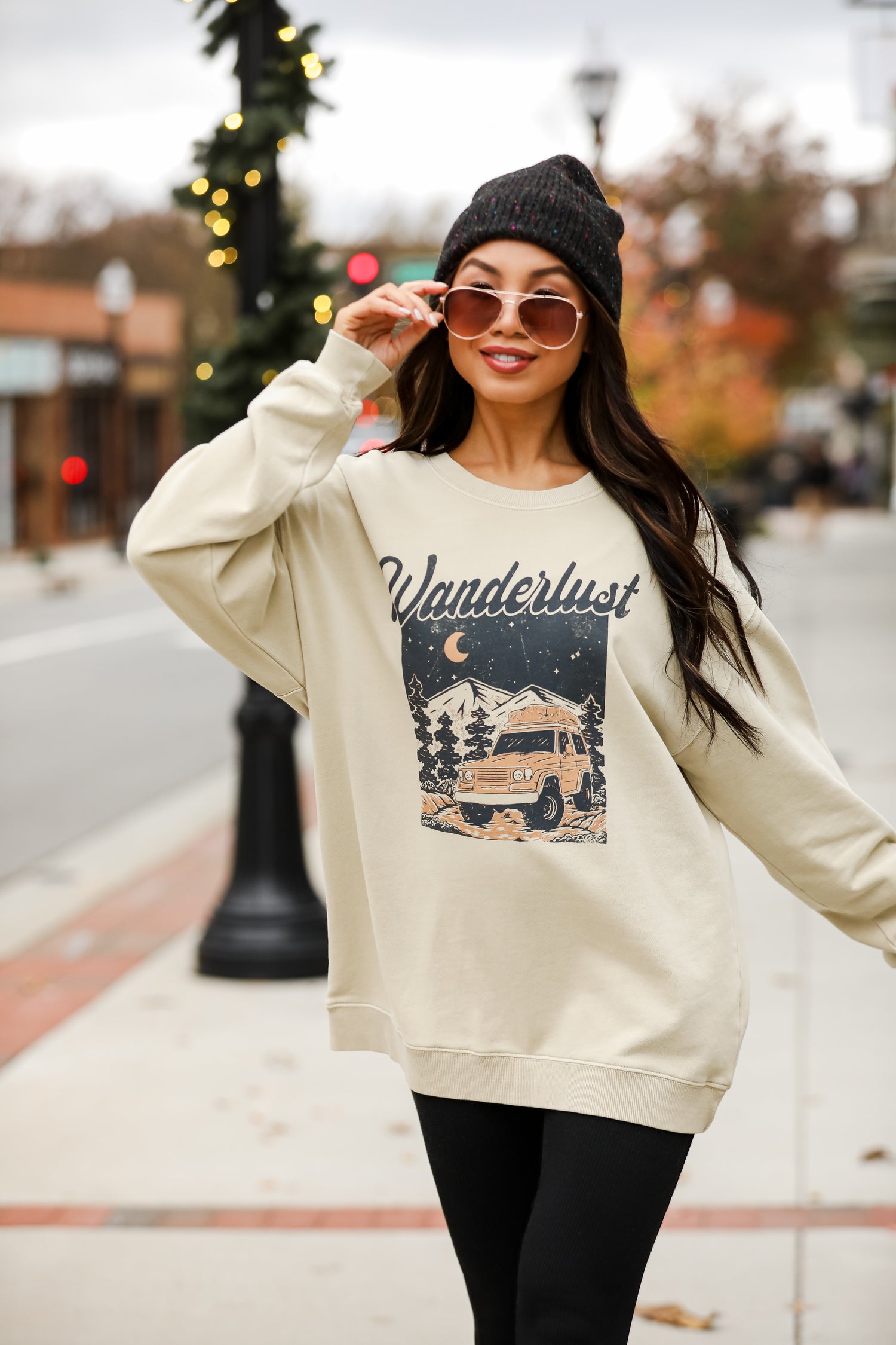 cute Taupe Wanderlust Sweatshirt