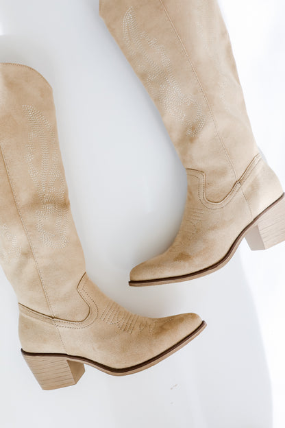 In The Works Taupe Suede Western Boots