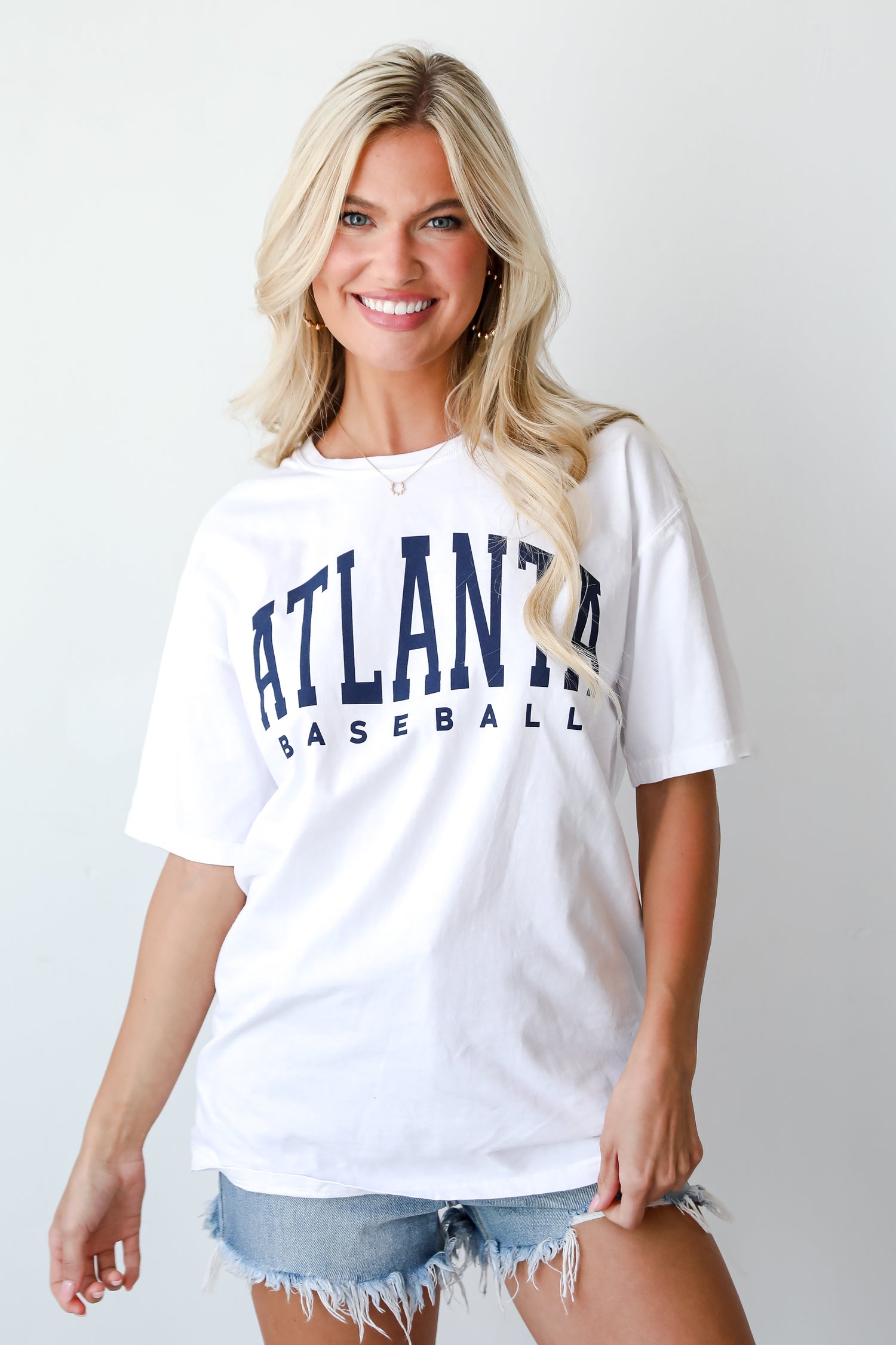 cute White Atlanta Baseball Tee