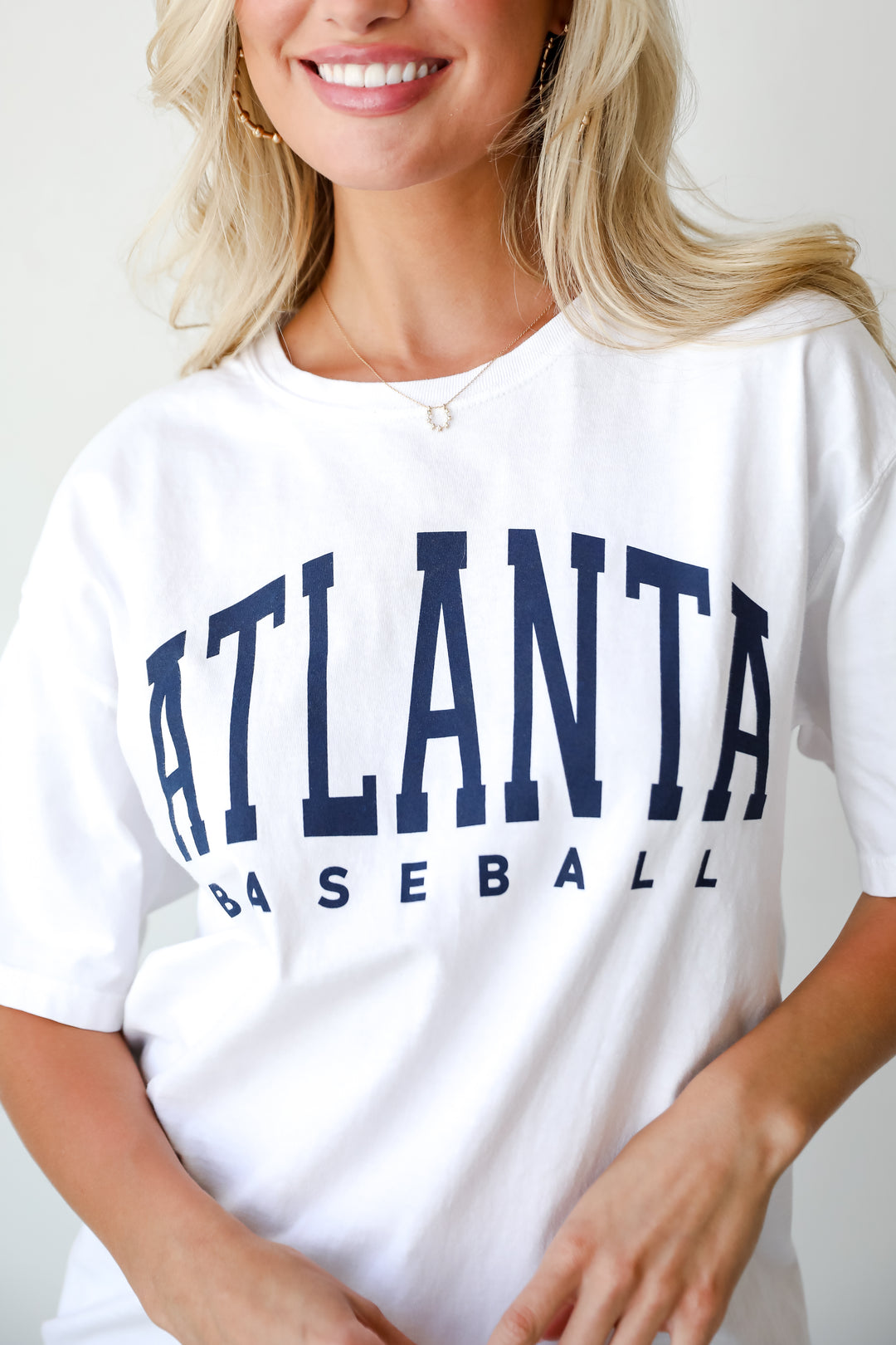 White Atlanta Baseball Tee for women