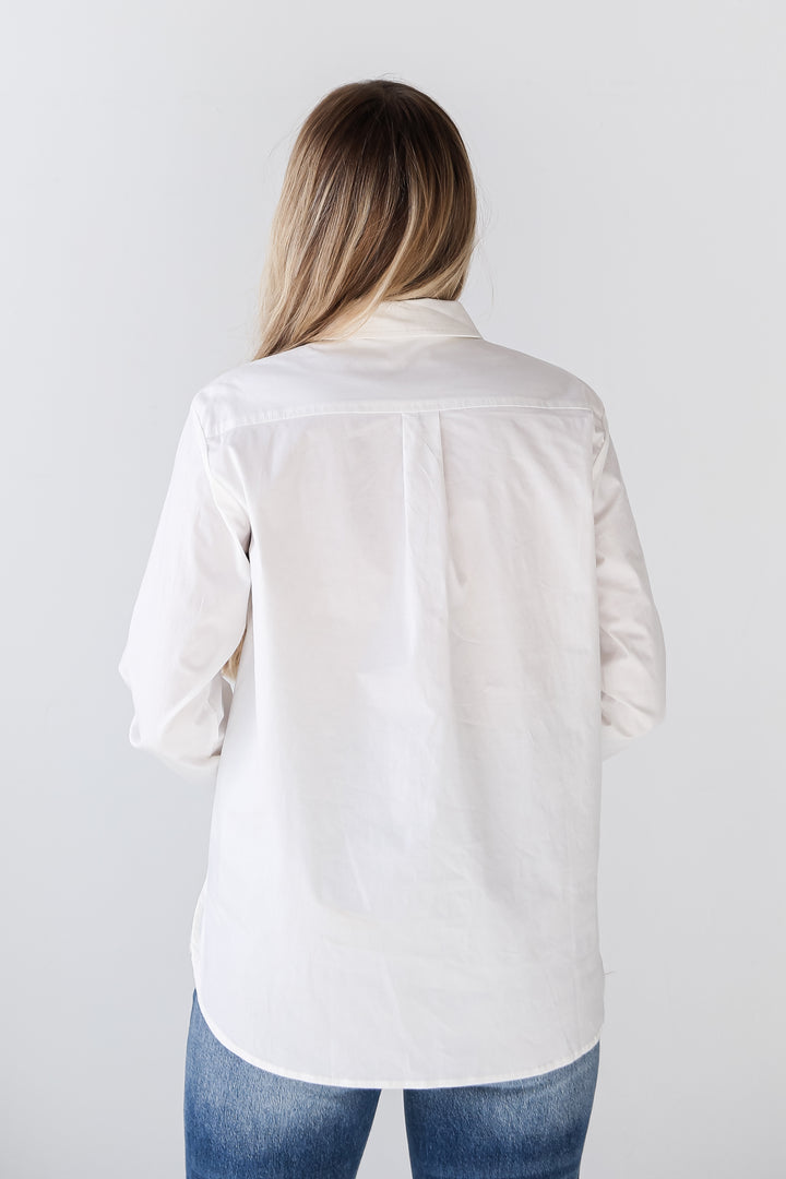 classic Off White Button-Up Blouse
