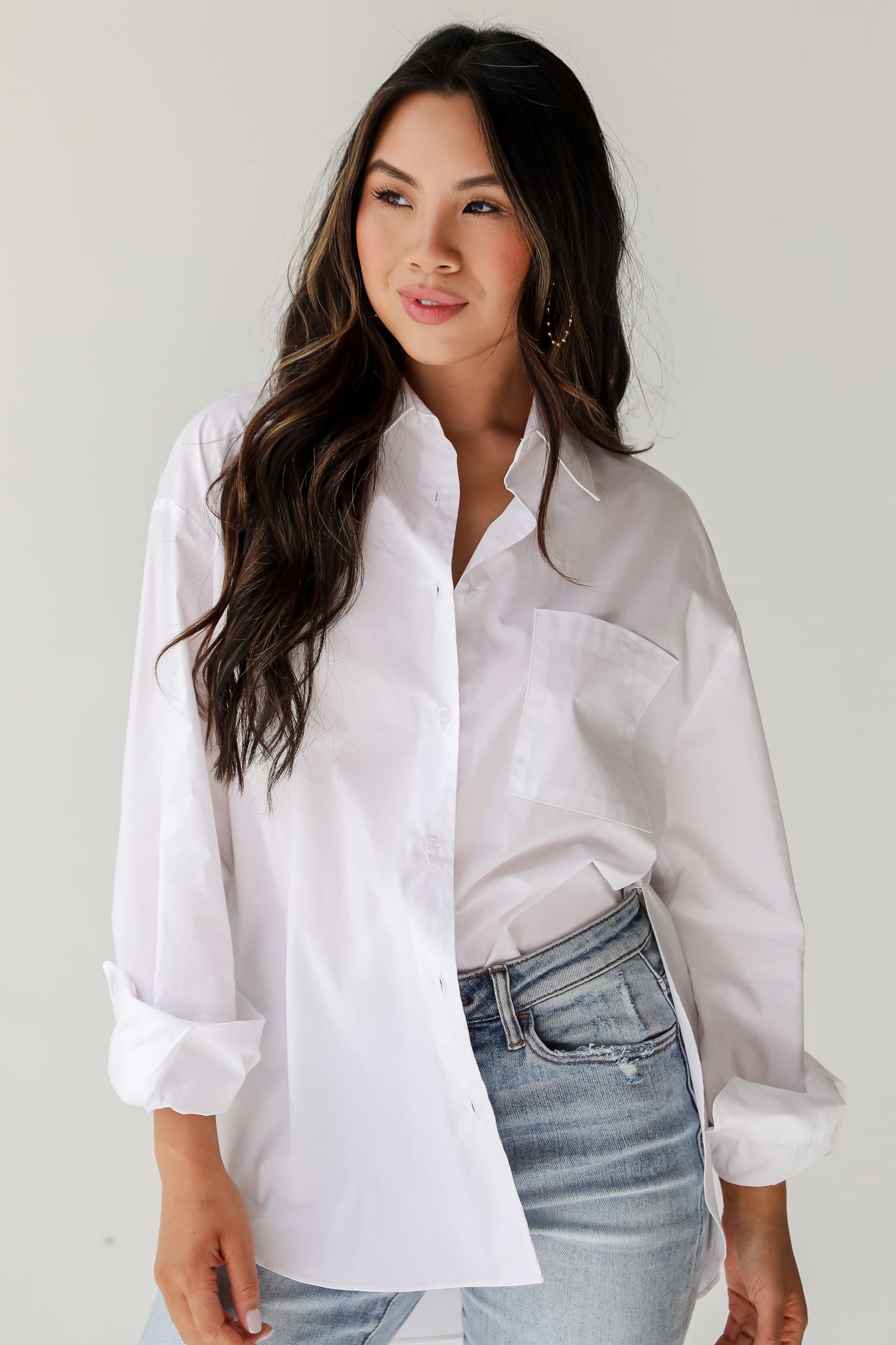 White Button-Up Blouse for women