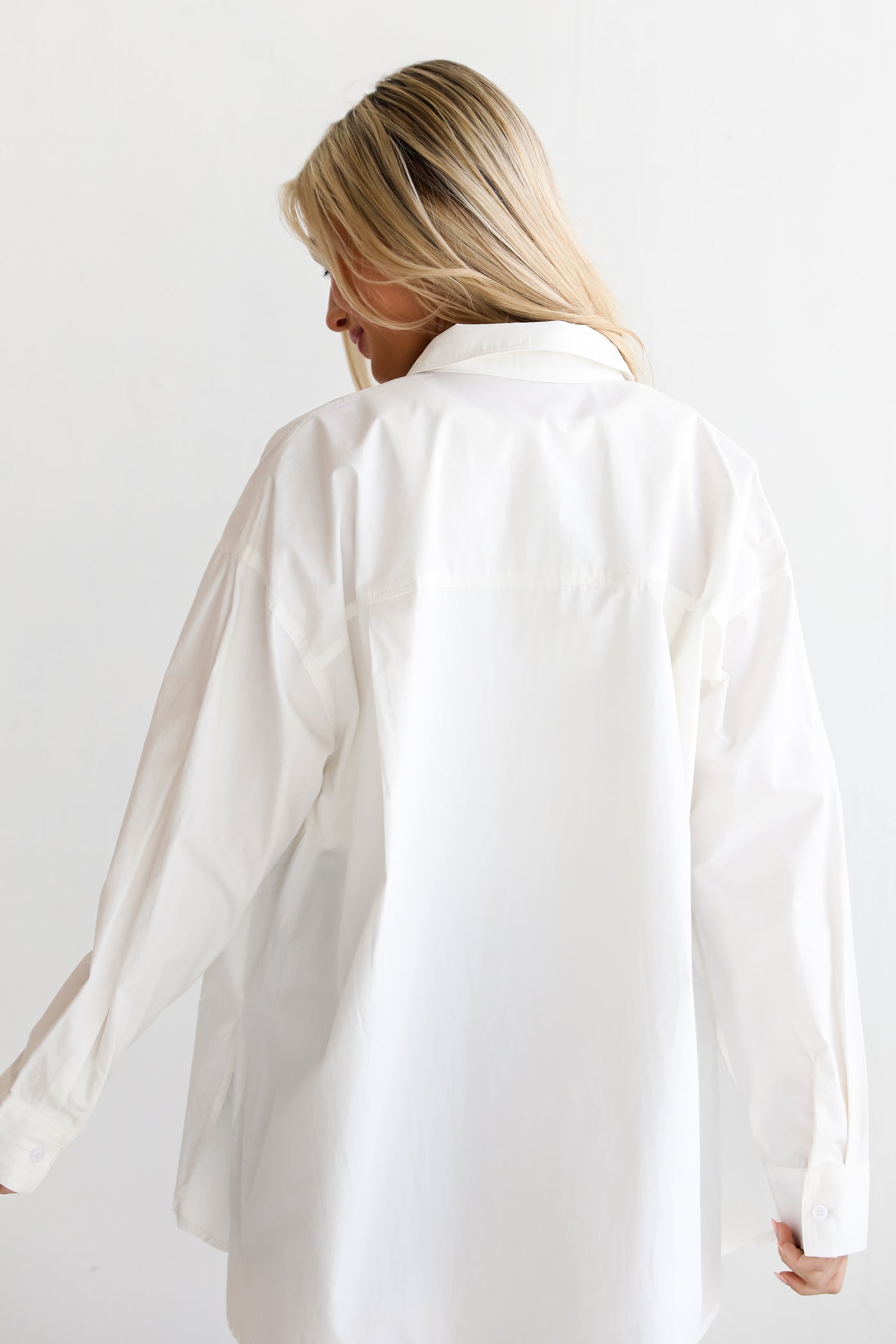 oversized White Button-Up Blouse for women