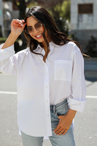 basic White Button-Up Blouse