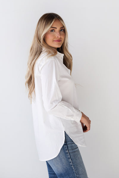basic Off White Button-Up Blouse