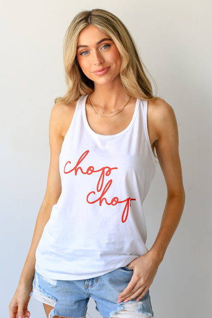 White Chop Chop Tank front view