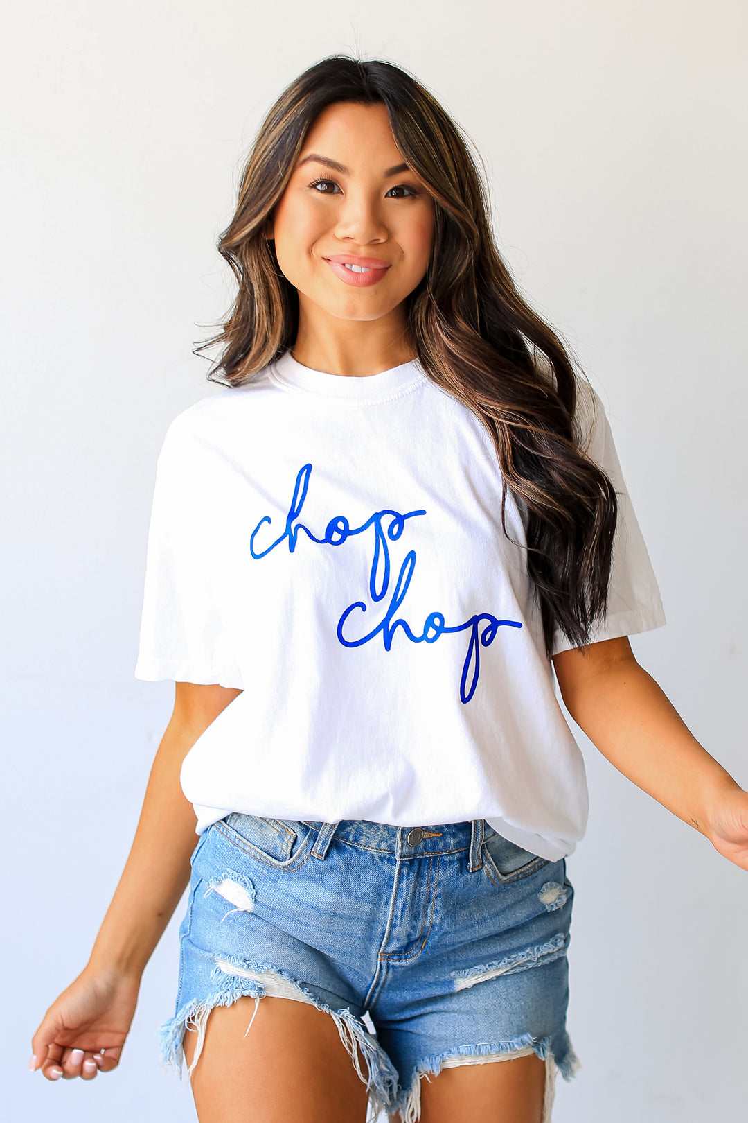 White Chop Chop Tee front view