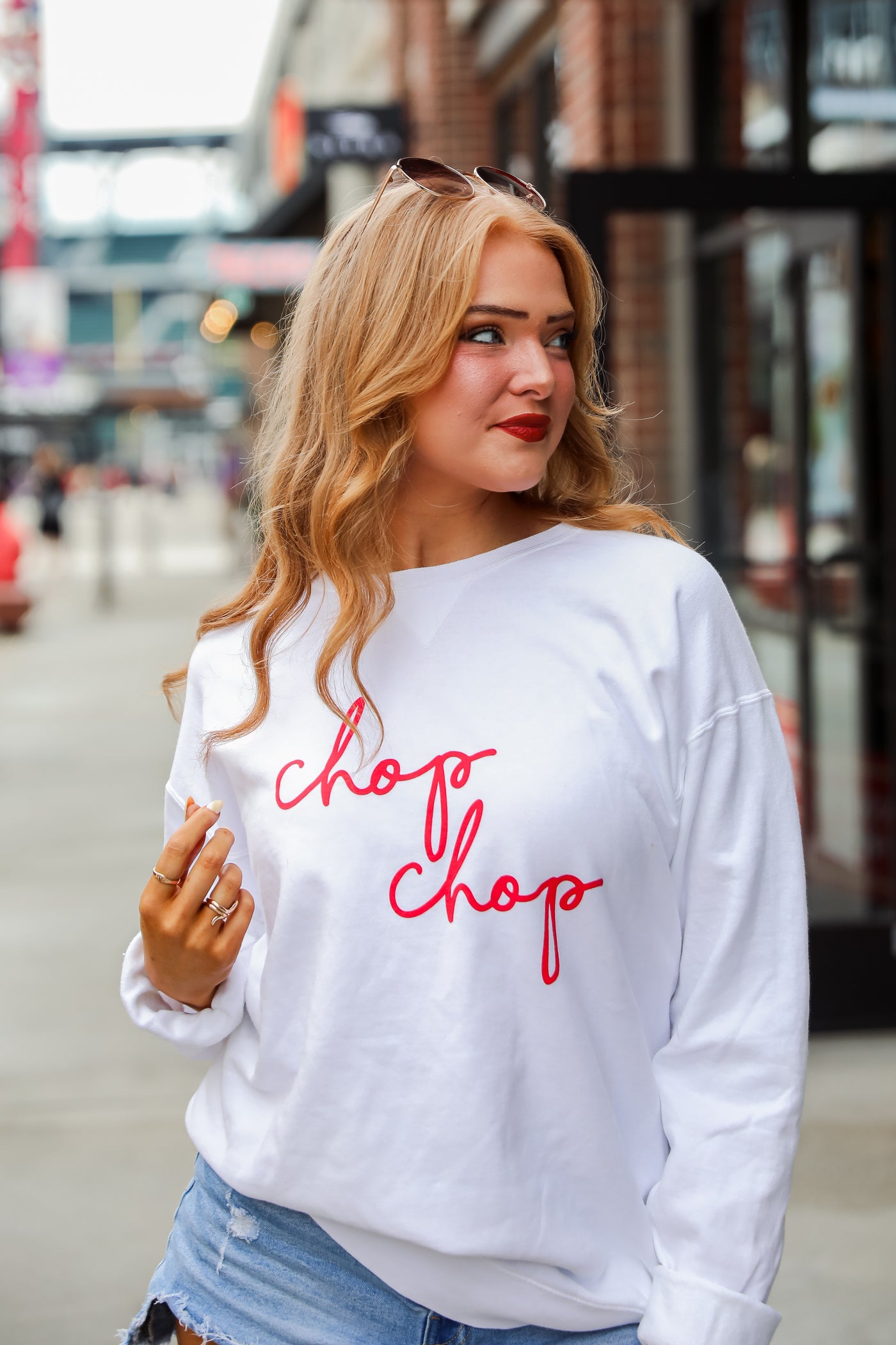 White Chop Chop Script Sweatshirt