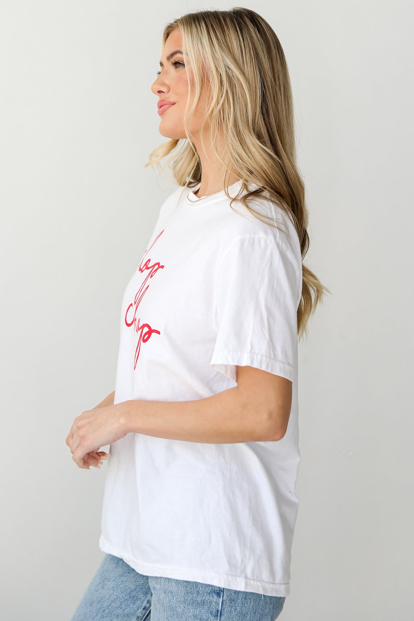 White Chop Chop Graphic Tee side view