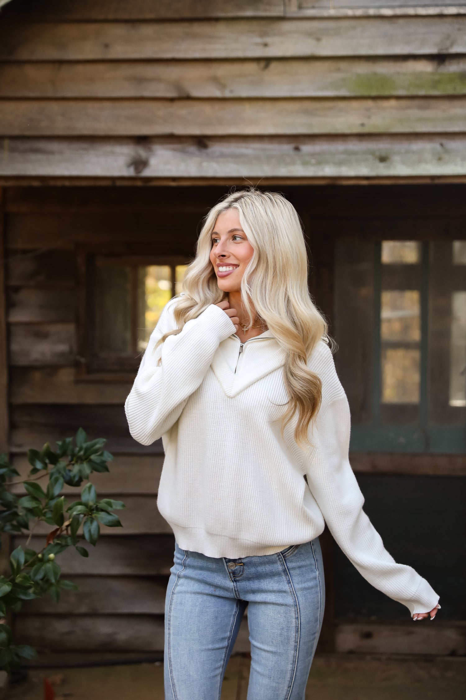 Simply Elevated White Collared Sweater