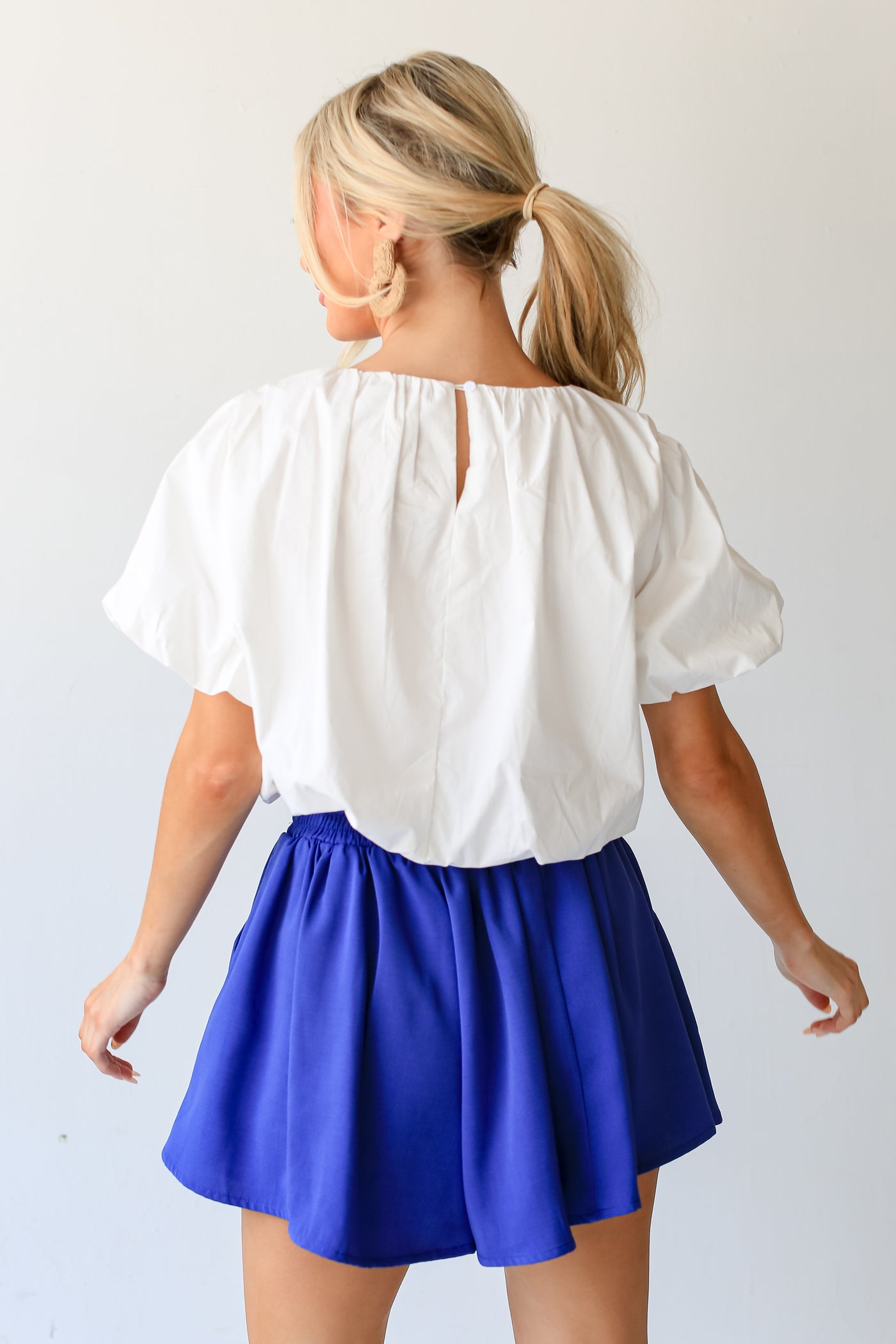 white Cropped Blouse back view