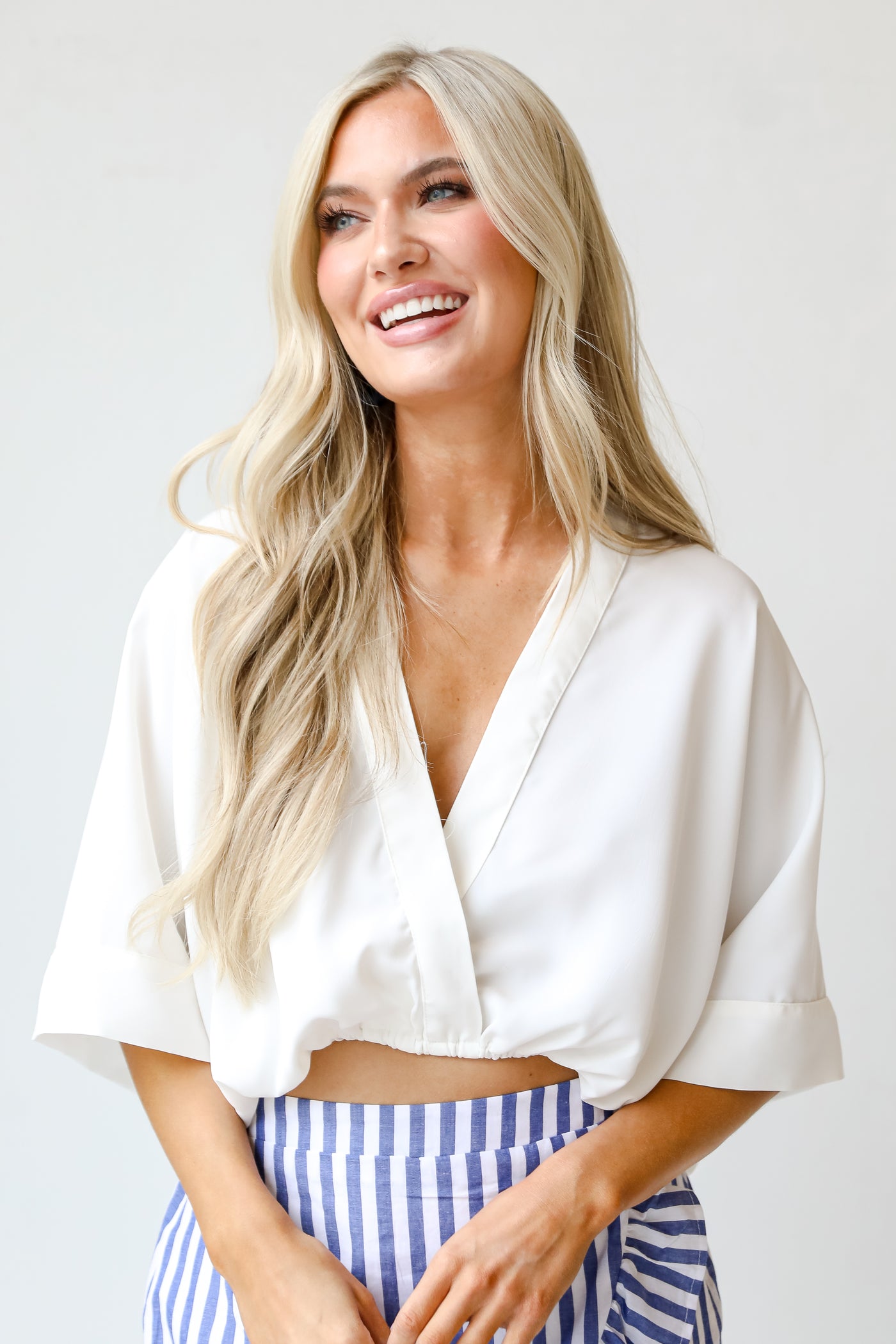 white Cropped Blouse