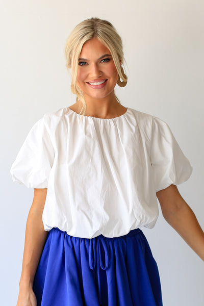 white Cropped Blouse front view