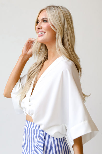 white Cropped Blouse side view