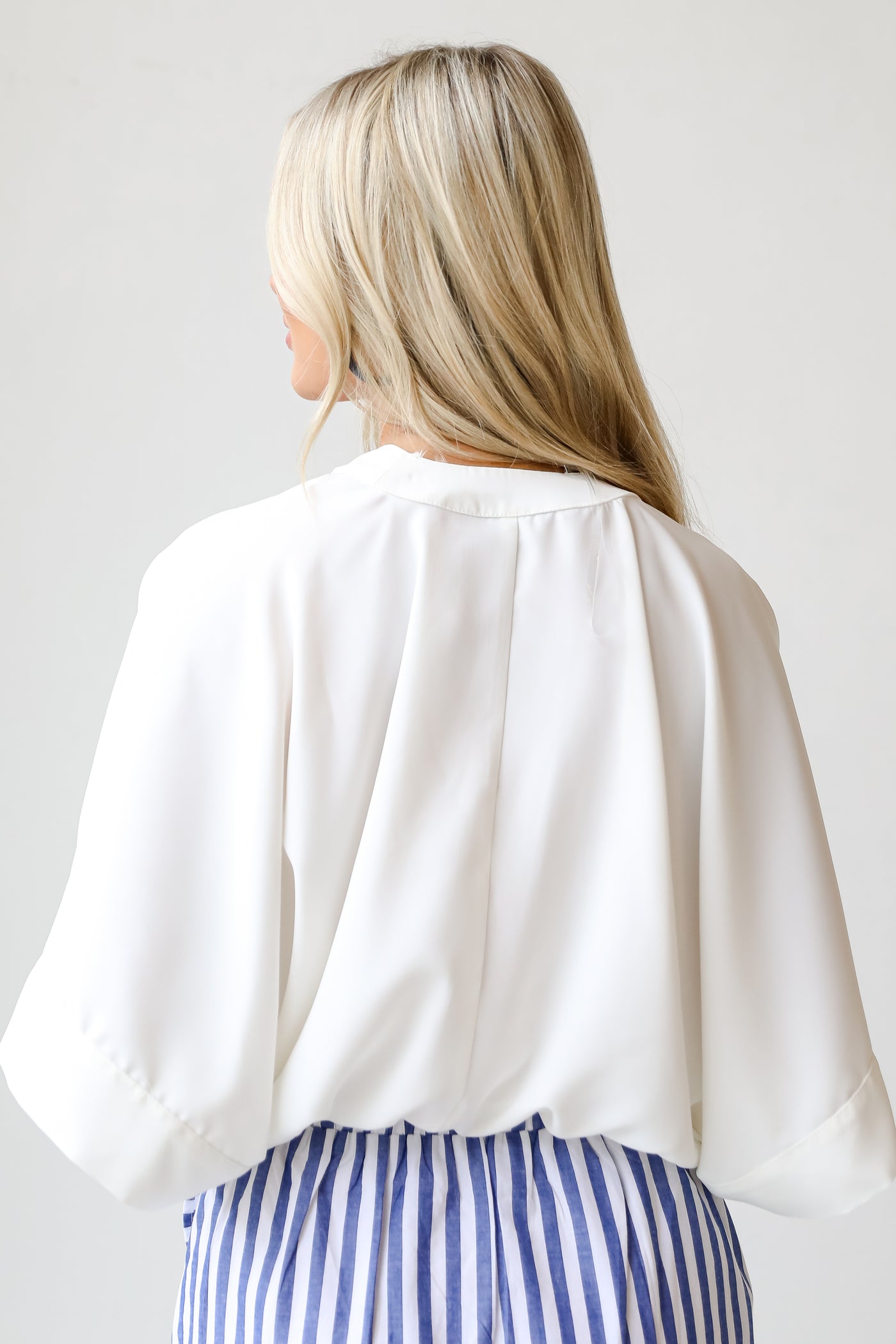 white Cropped Blouse back view