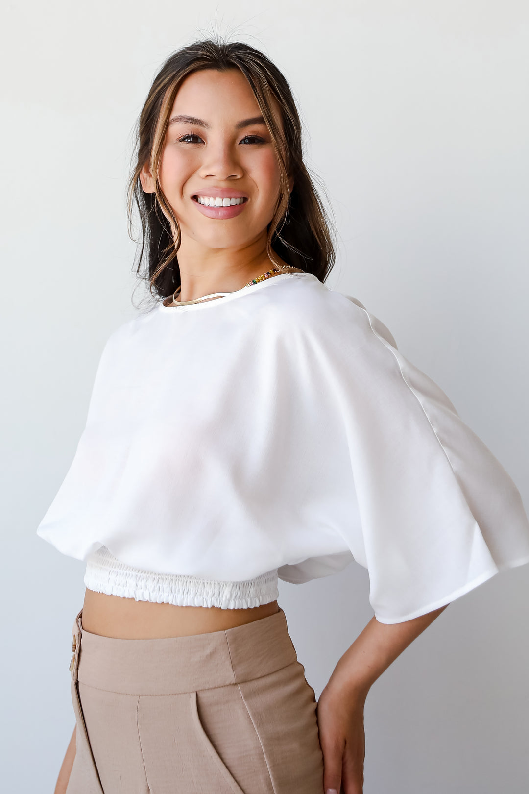 cropped white blouse