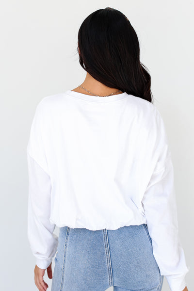 Basic White Long Sleeve Cropped Tee back view