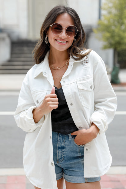 White Distressed Denim Jacket