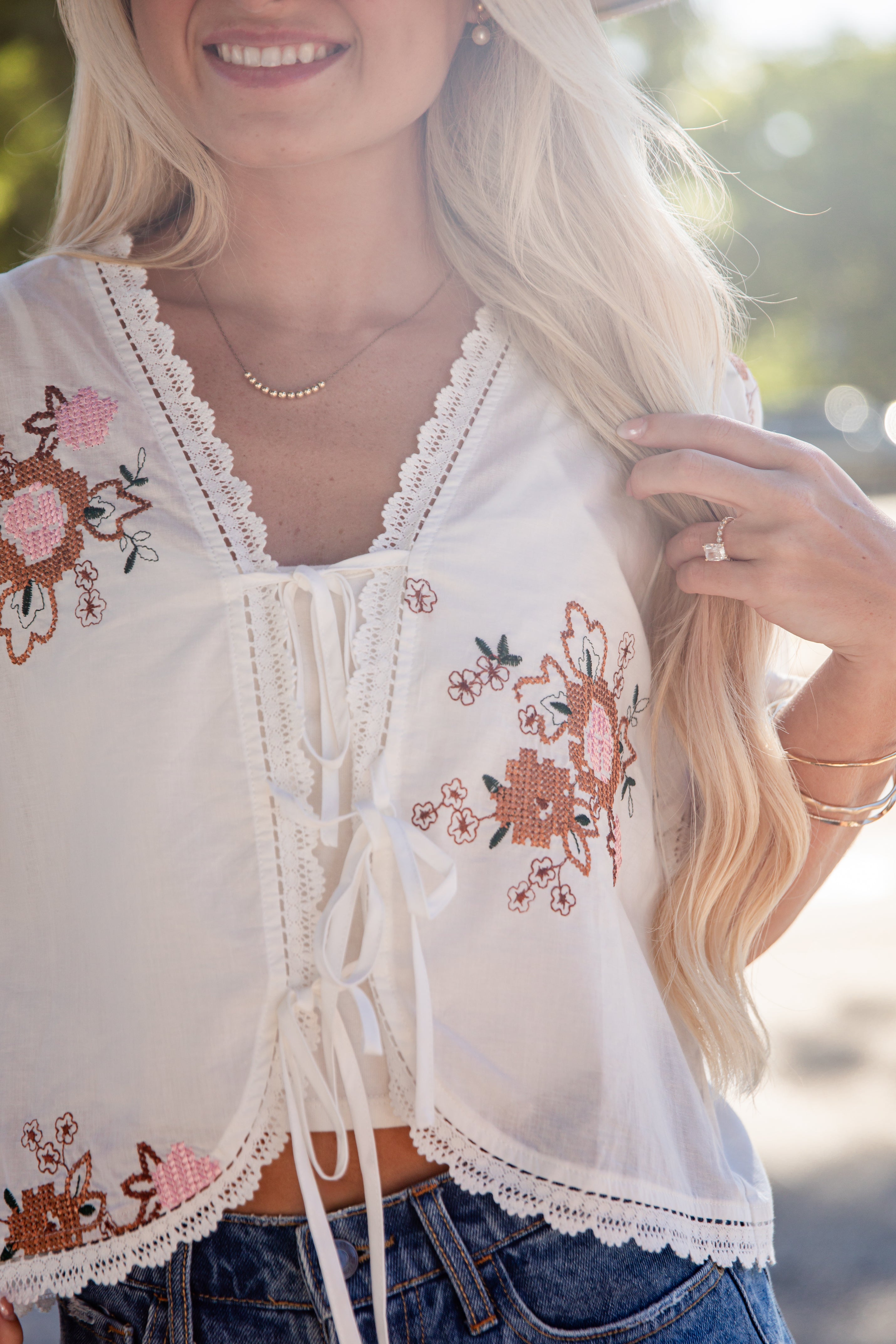 Wildflower Wishes White Embroidered Blouse | Cute Fall Tops