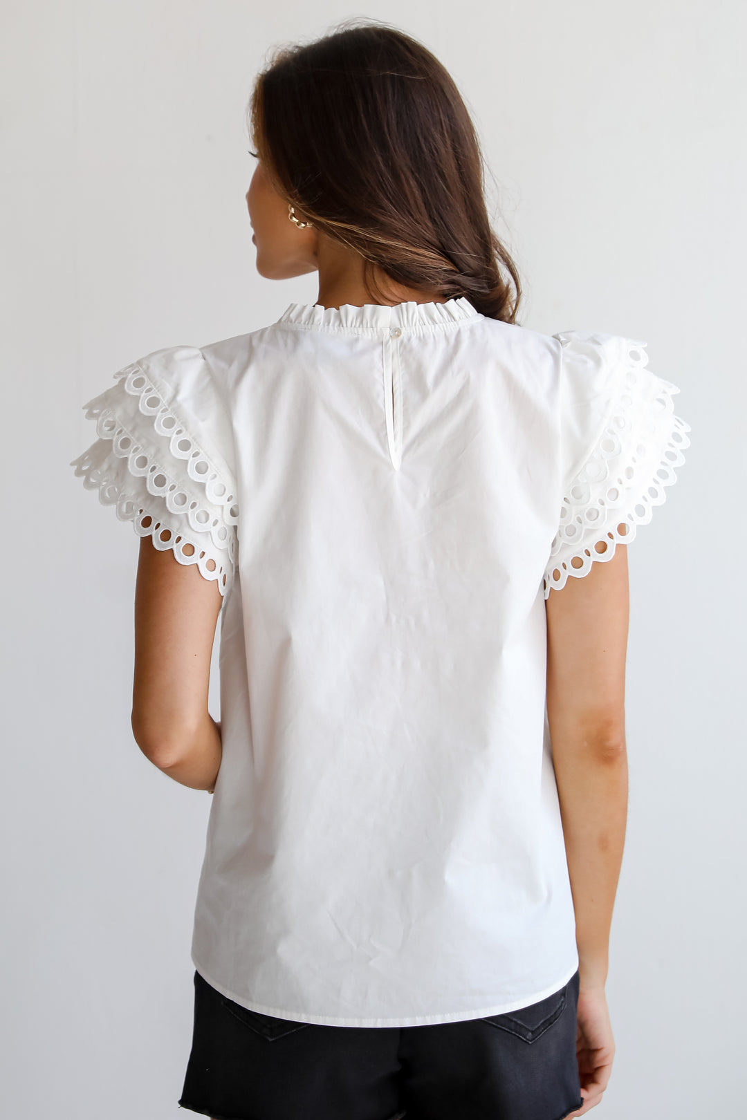 White Eyelet Sleeve Blouse