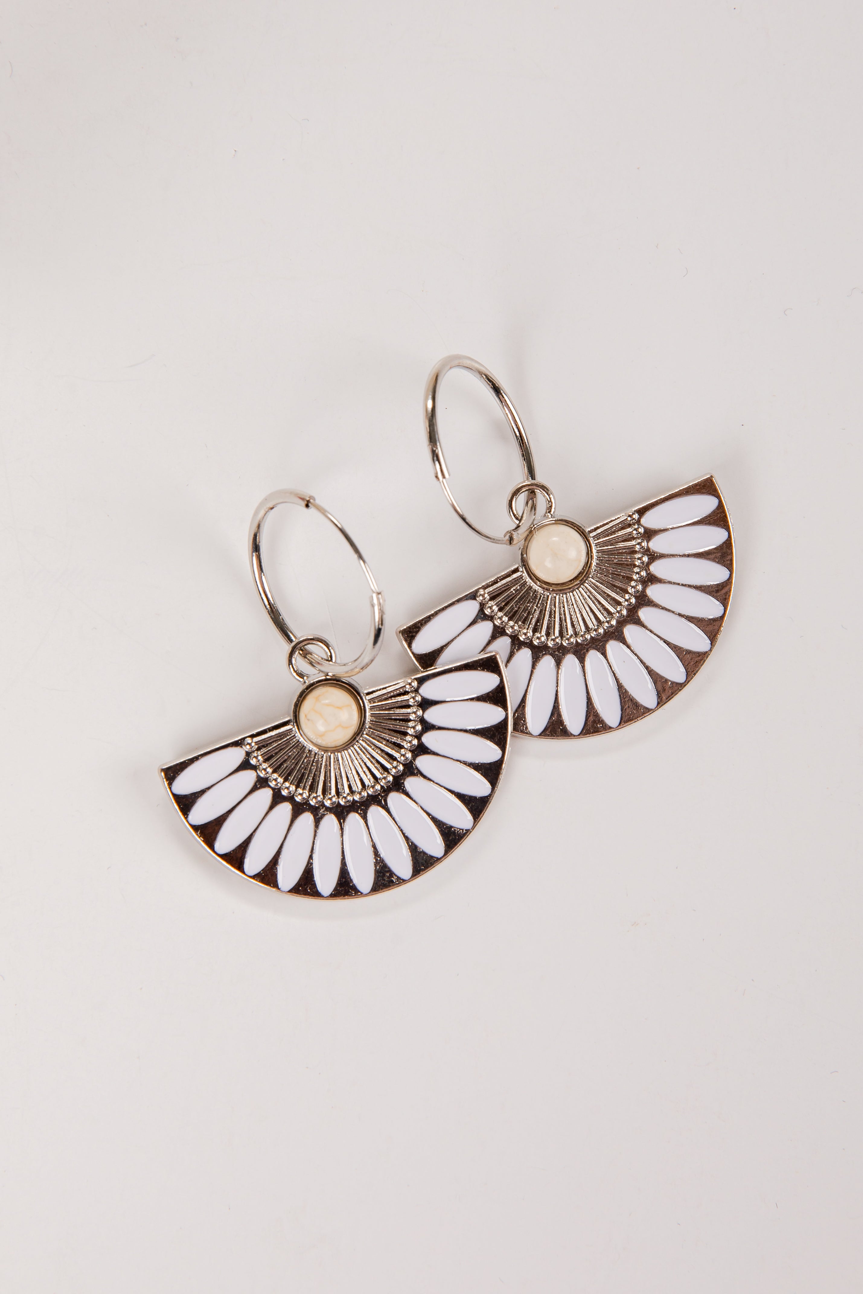 Quinn Shell Fan Drop White Earrings