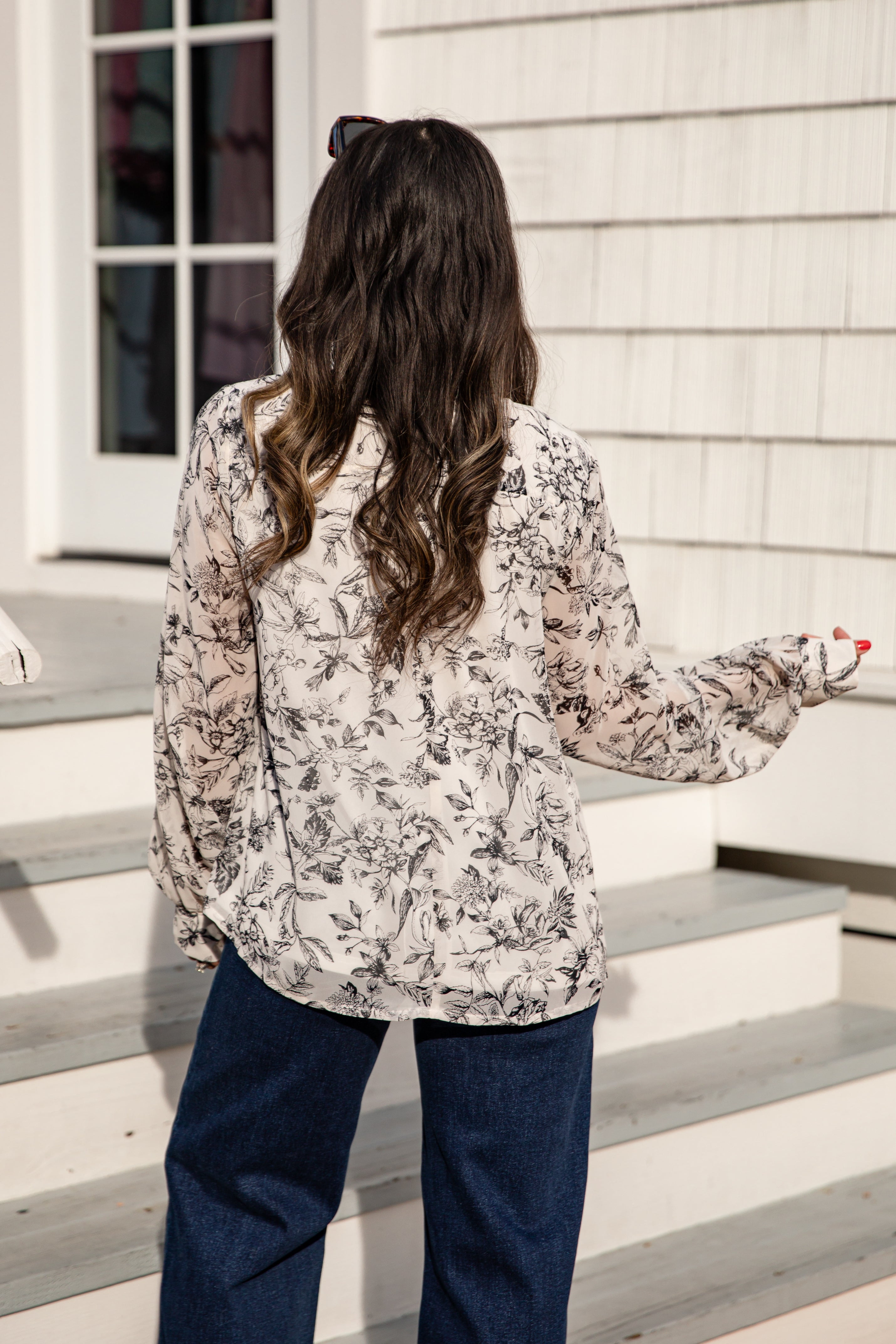 Ameri 2WAY FROSTED GLASS FLOWER BLOUSE AMERI 2WAY FROSTED GLASS