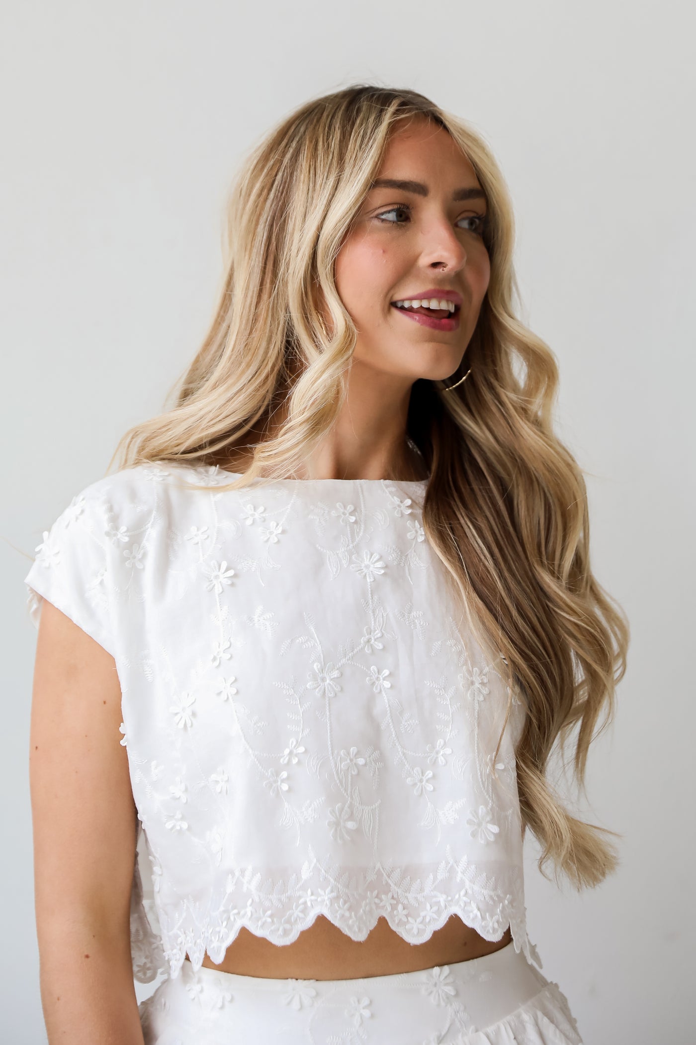 White Floral Blouse for women