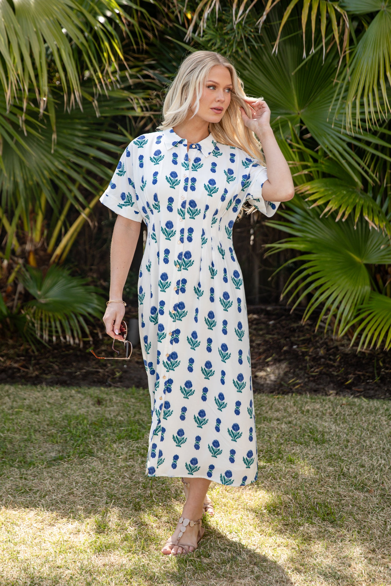 White Floral Printed Midi Dress | Trendy Women's Dresses White Floral Printed Midi Dress | Trendy Women's Dresses