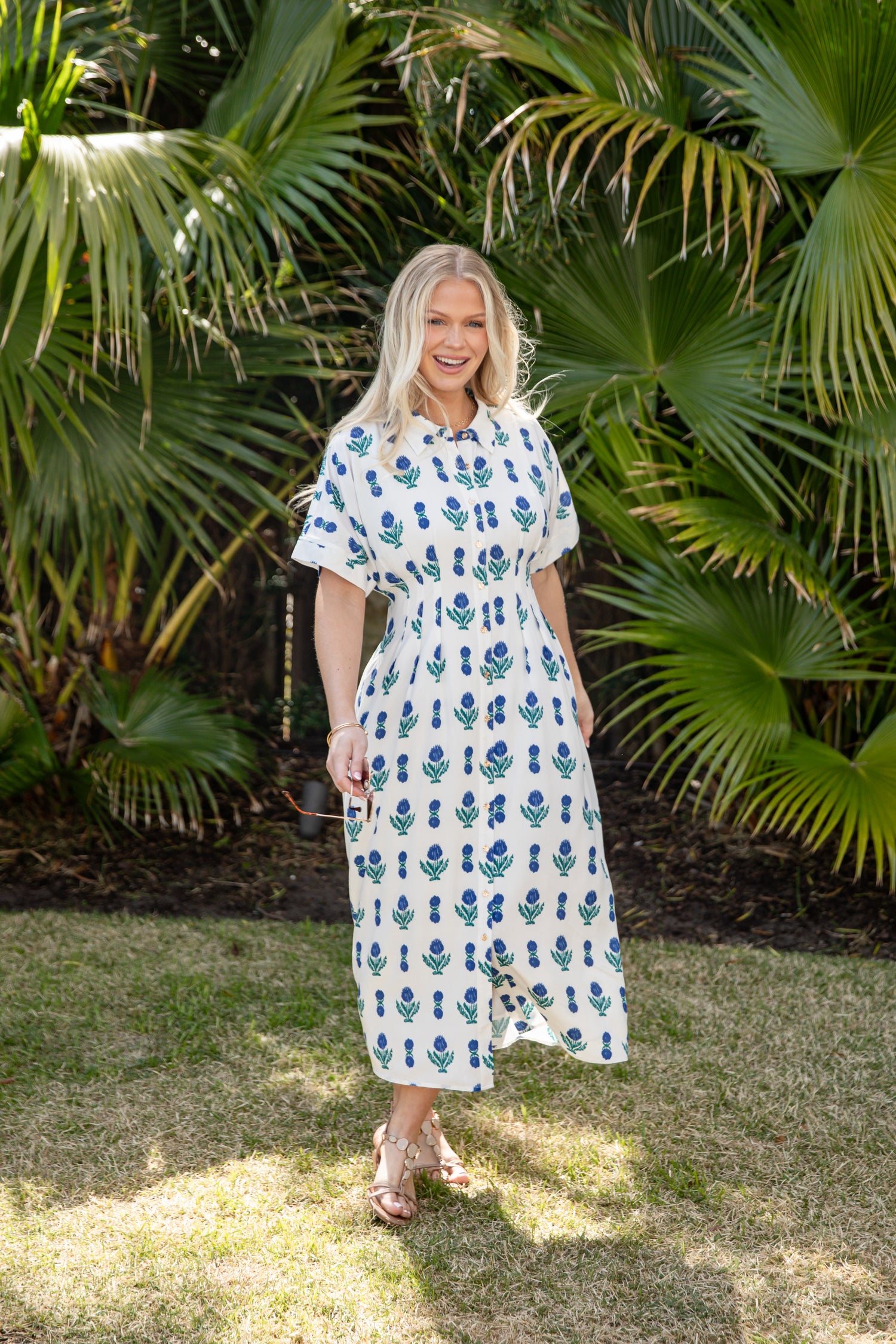 midi white floral dress Printed Long Sleeve V Neck Holiday Fully lined at midi length White Floral Printed Midi Dress