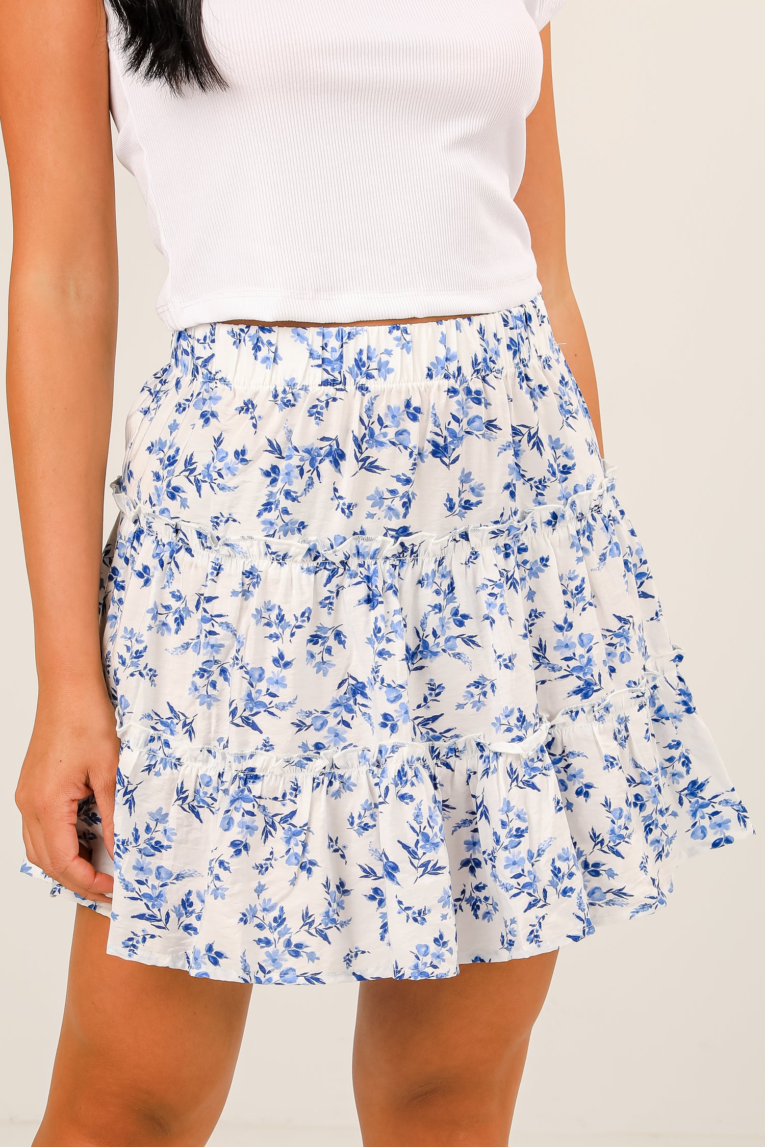 Cute White Floral Mini Skirt Floral Skirts For Women