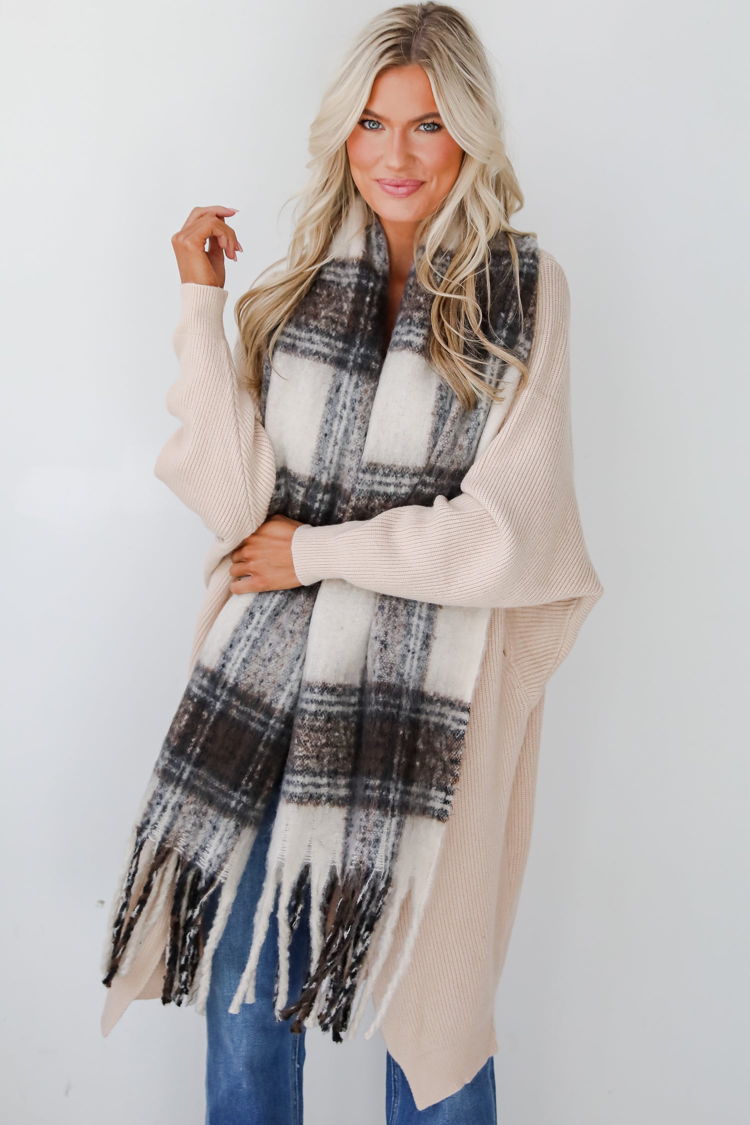 Cozy Plaid Fringe Scarf Women's Scarves ShopDressUp – Dress Up