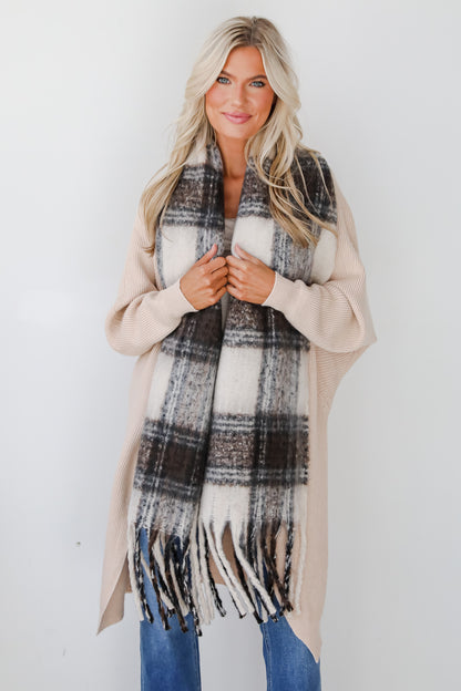 Snuggly Elevation Plaid Fringe Scarf